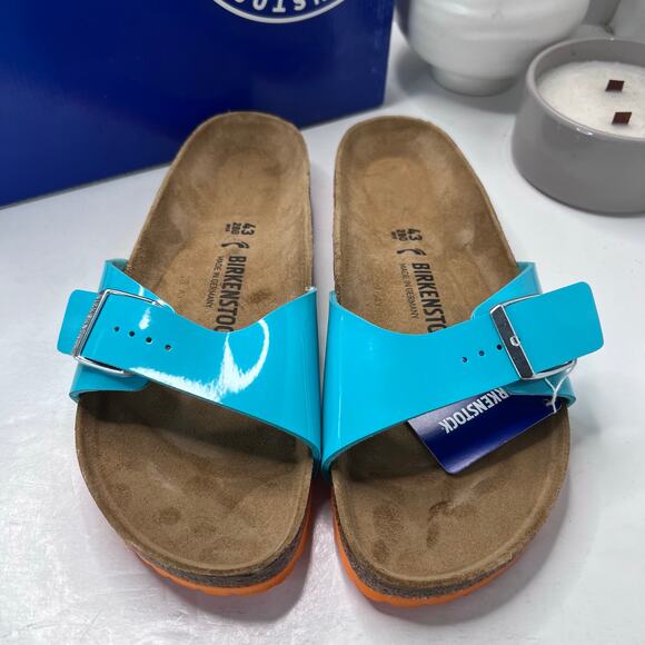 Birkenstock Madrid BS Birko Flor Sandal Lack Ocean Green Men 10/EU 43 NWB Narrow main image 7